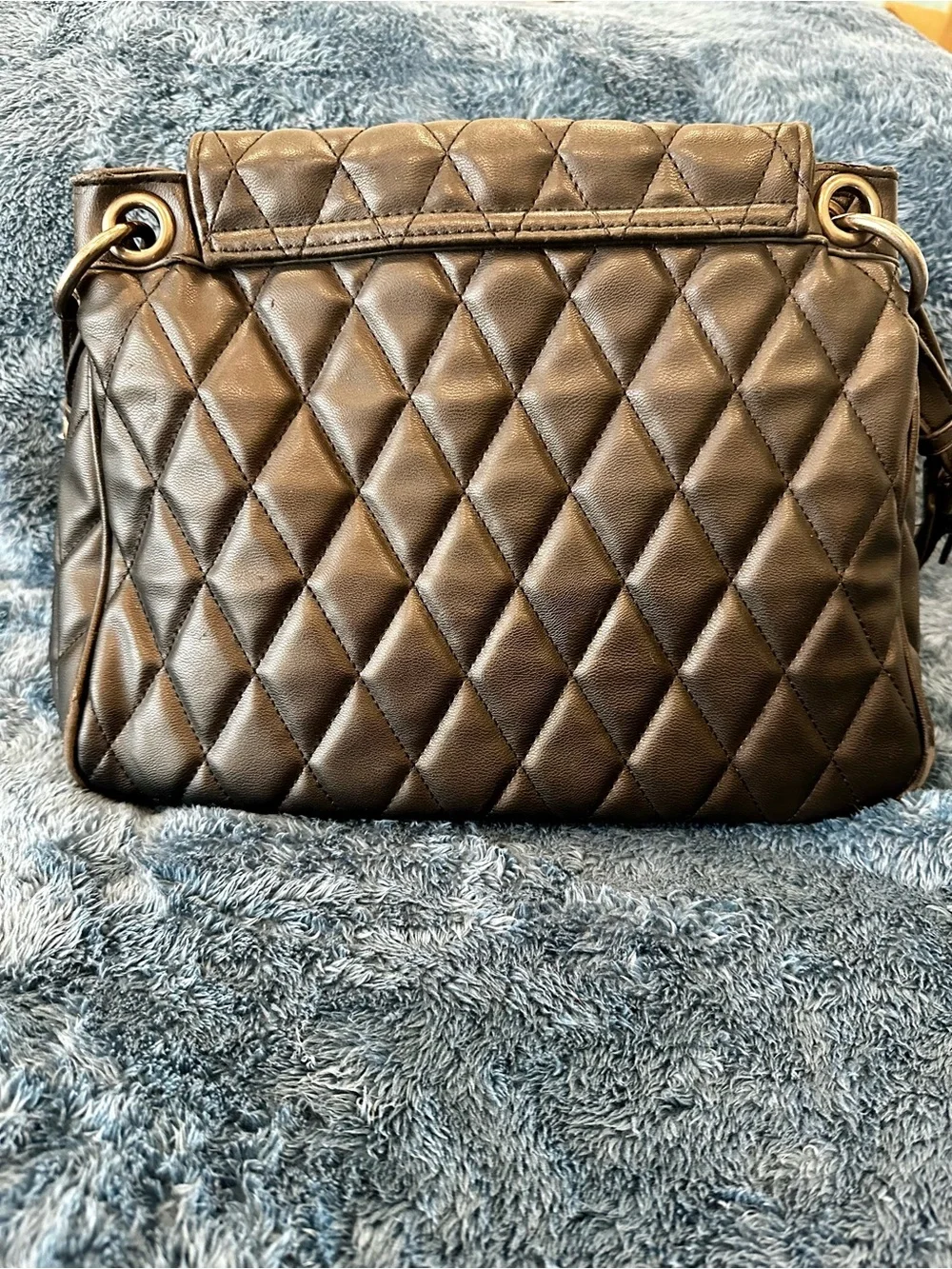 Steve Madden Quilted Black Shoulder Bag with Removable Chain Strap